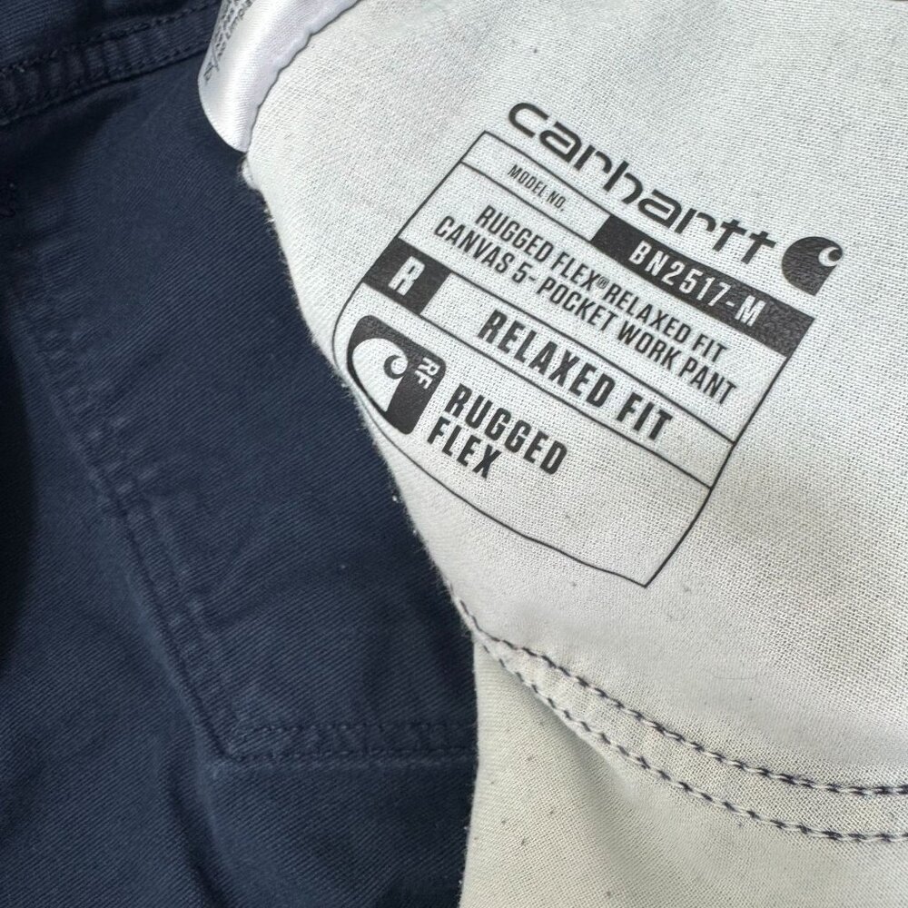 Carhartt 5 Pocket Work Pants 54X32 Relaxed Fit Rugged Flex Stretch Canvas Blue - Picture 5 of 12